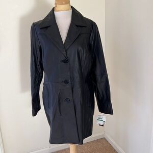 New! Anne Klein large black leather jacket.
